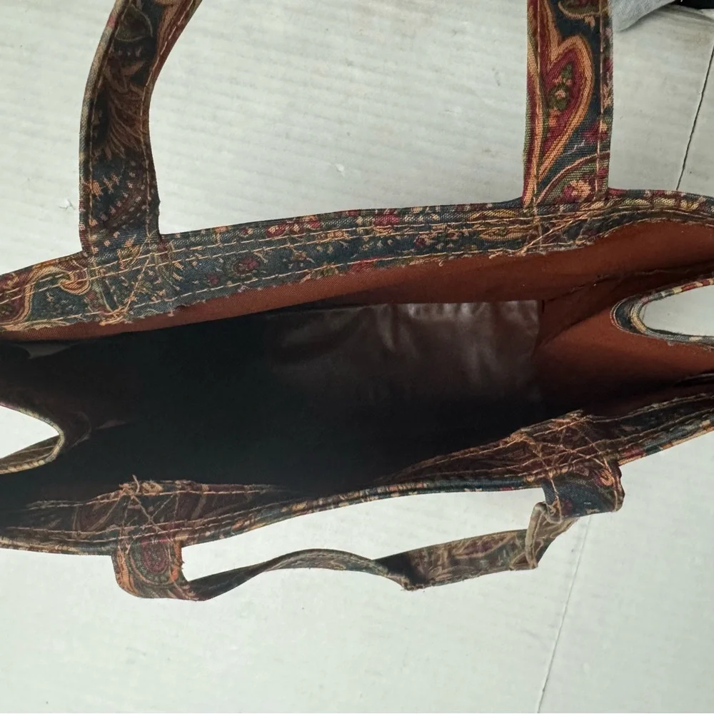 Vintage MET The Metropolitan Museum of Art Polished Cotton Paisley Tote Flawed - Picture 5 of 11